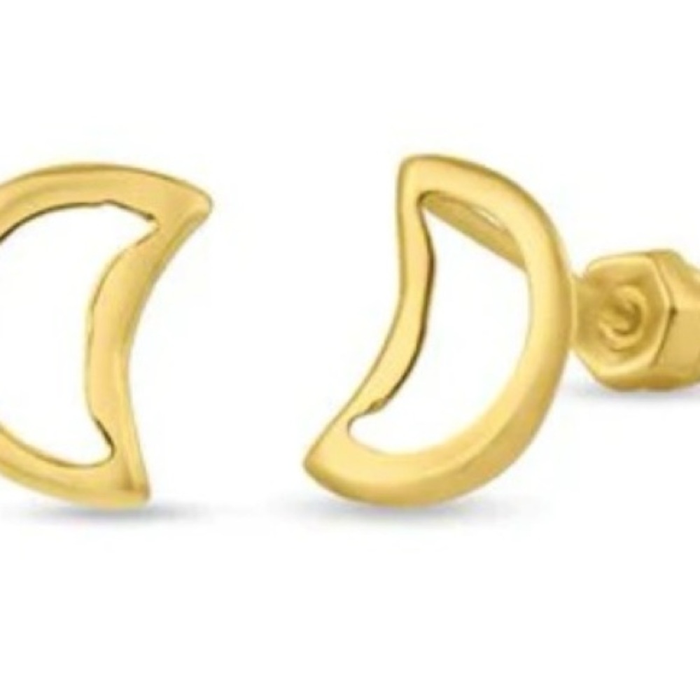 14K Gold Crescent Moon Earrings